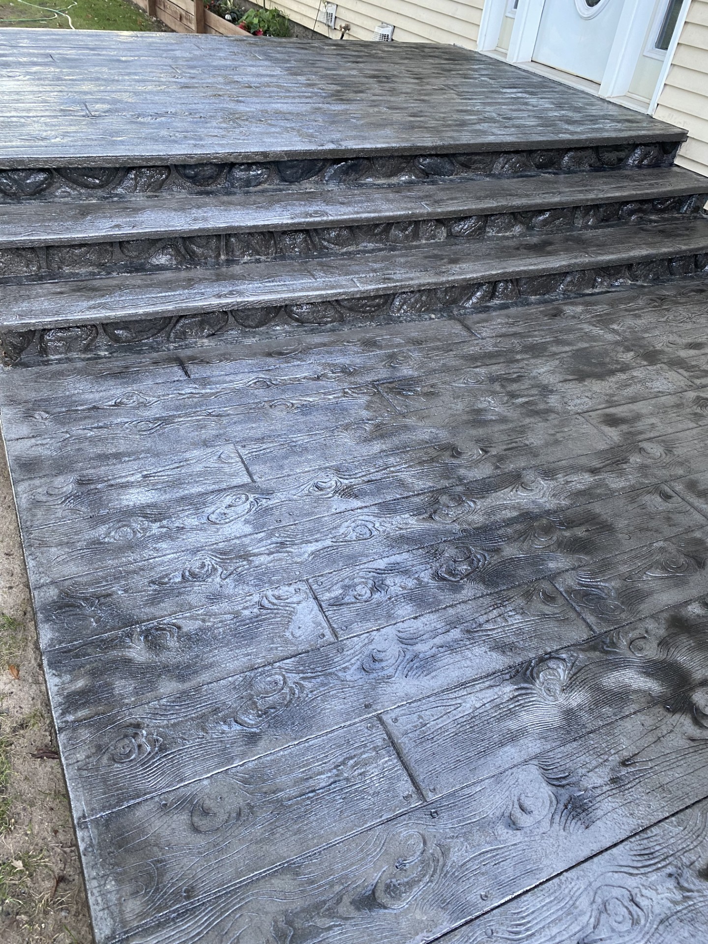stamped concrete walkway and steps